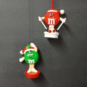 Lot of 2 Vintage M&M Christmas Ornaments